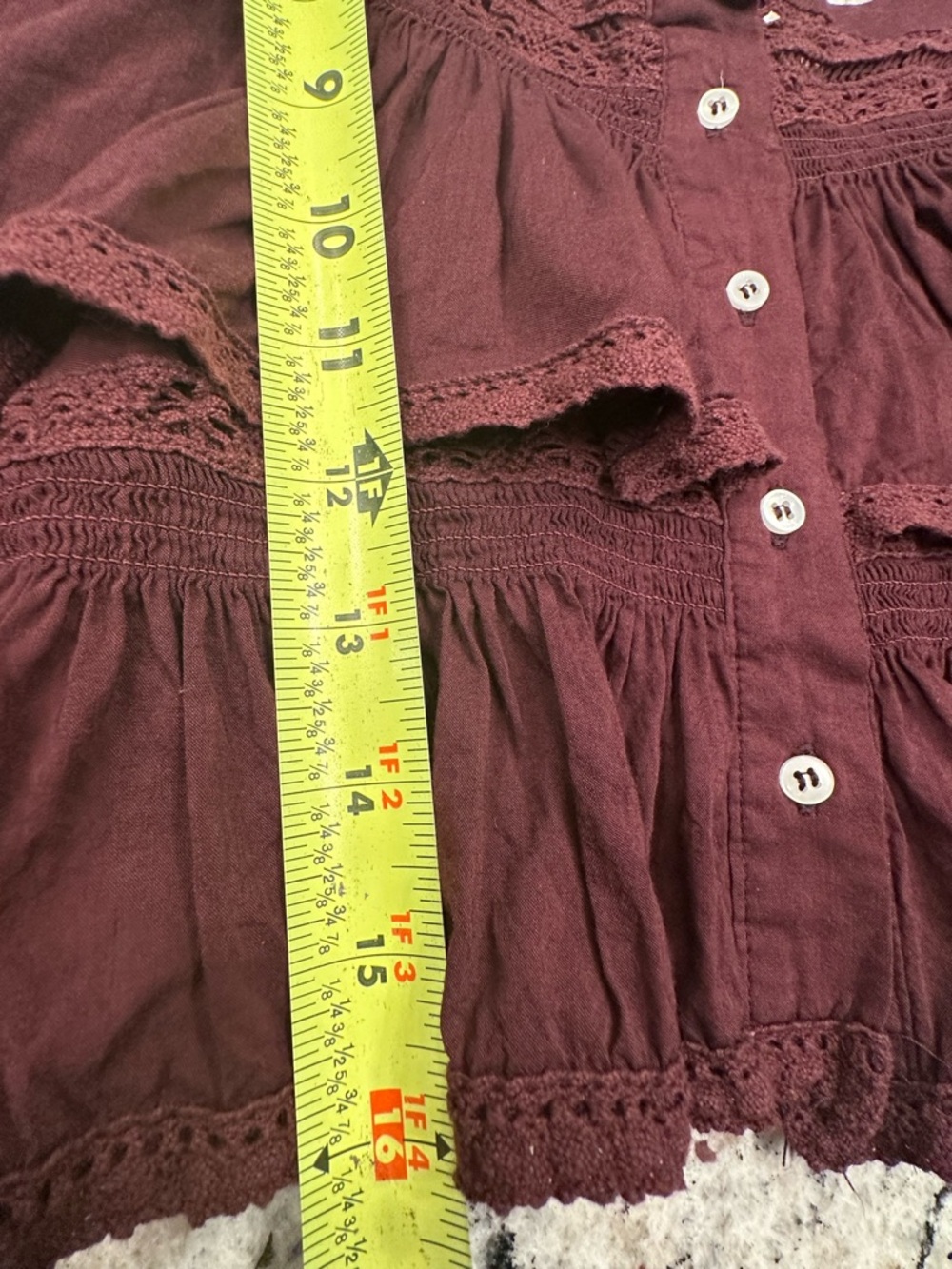 Free People Plum Ruffled Button-Front Crop Top - Picture 8 of 8